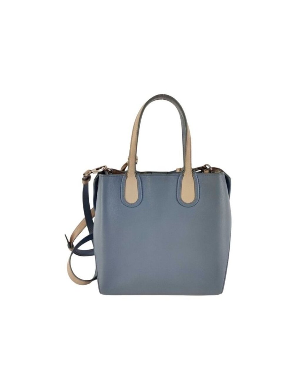 Dior Addict Blue Beige Leather 2-Way Shoulder Bag Logo Charm Gold